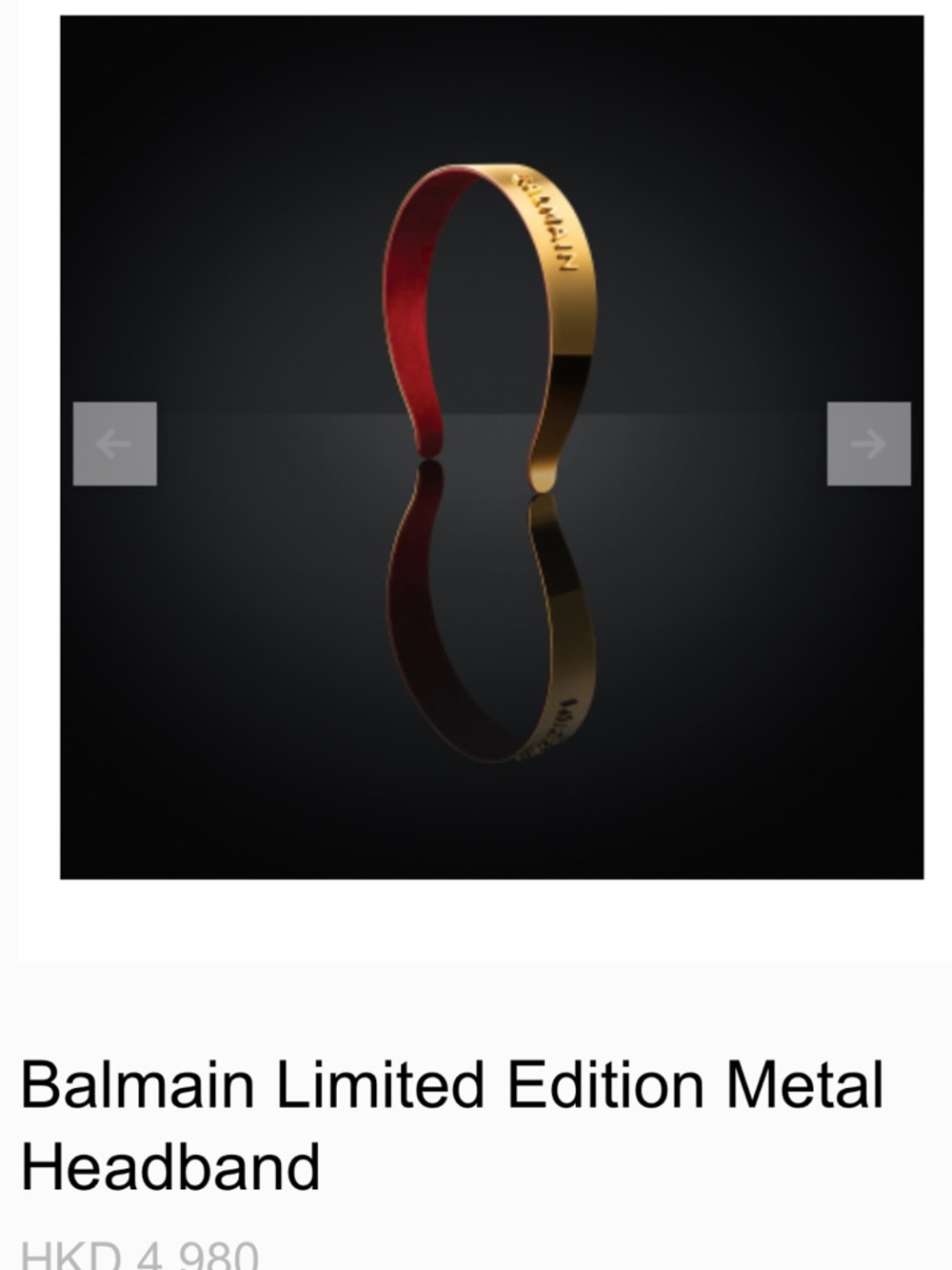 Balmain Limited Edition Metal
Headband